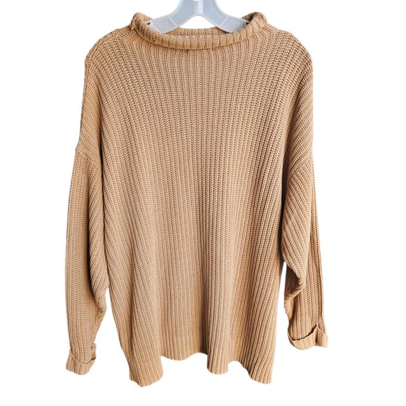 American Eagle Women's Beige Tan Oversized Fit Long Chunky Knit Sweater Size S - Picture 3 of 16